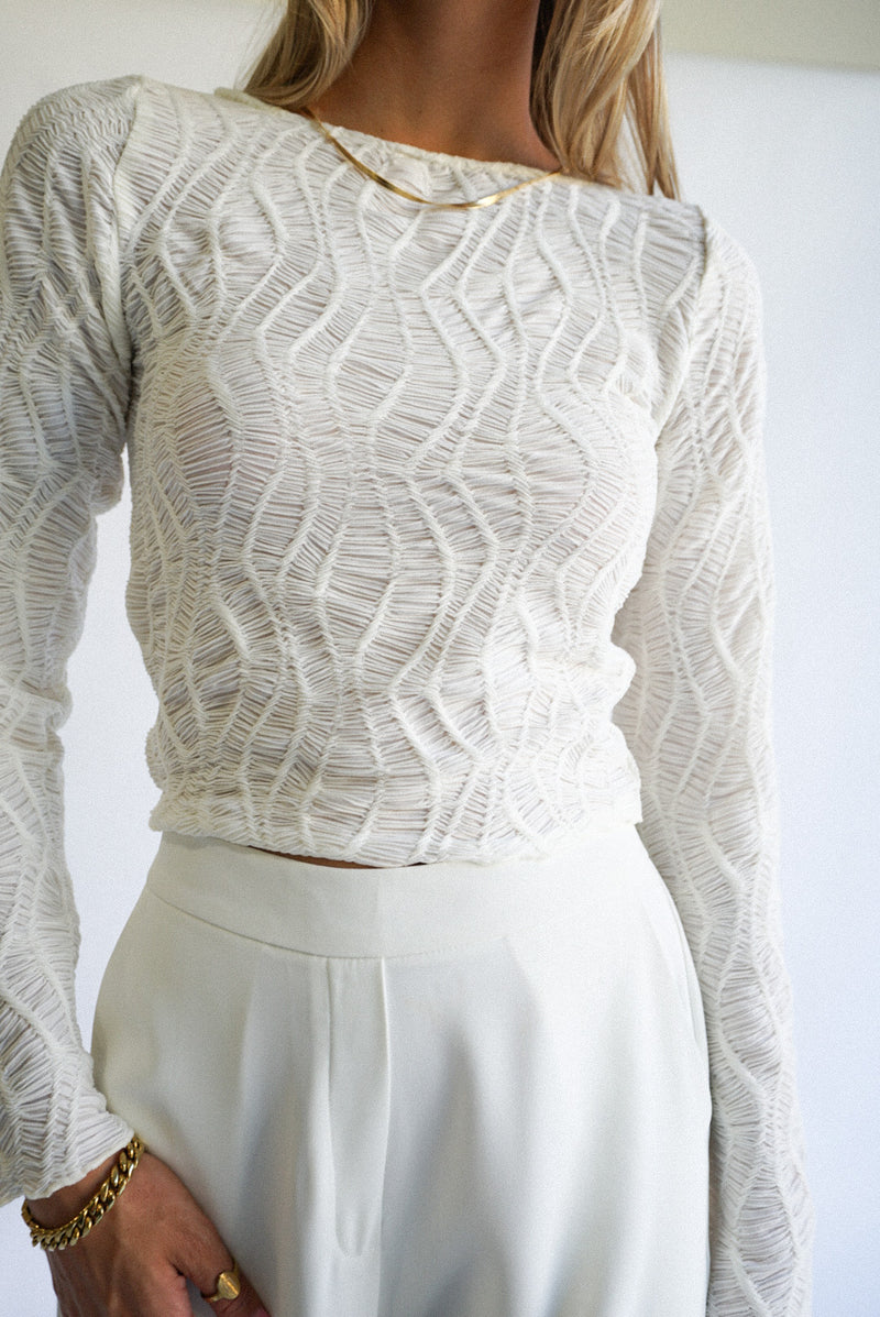 Tia Textured Long Sleeve — Ivory