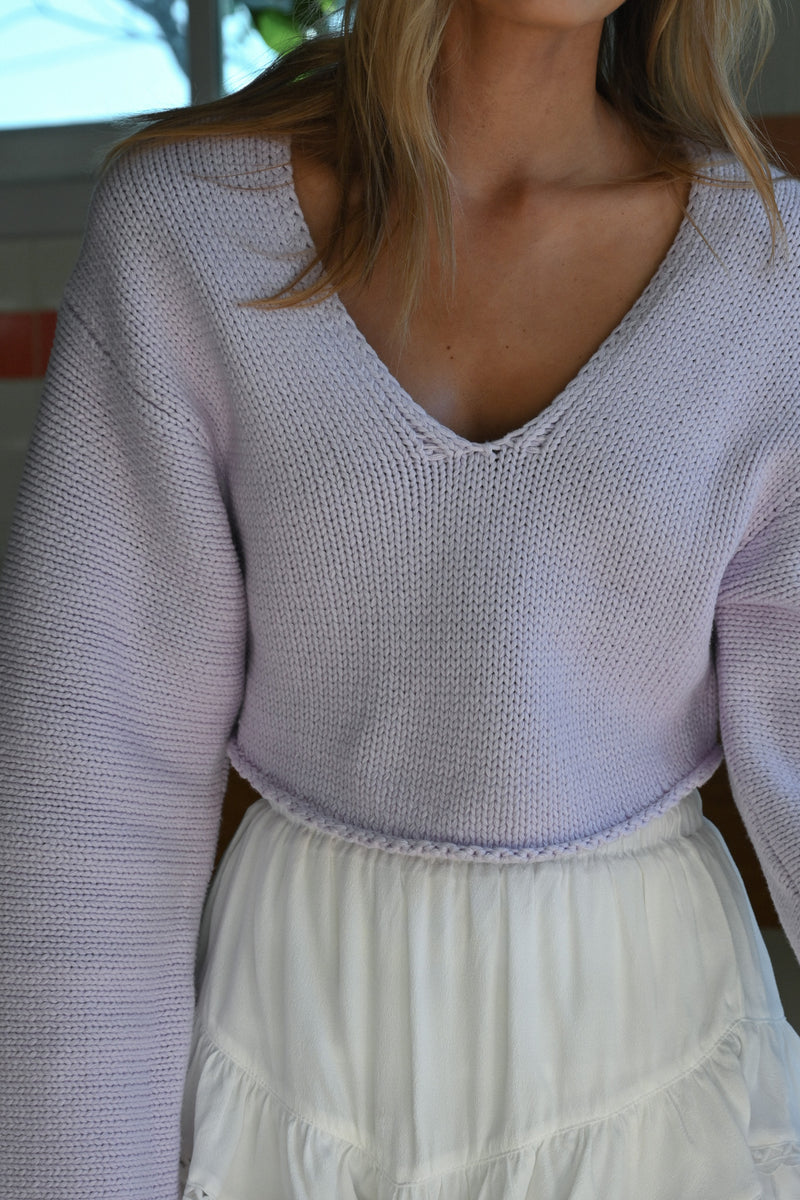 Lyon Crop Sweater — Lilac