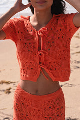 Dayna Coverup Set — Orange Crochet
