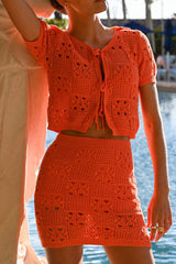 Dayna Coverup Set — Orange Crochet