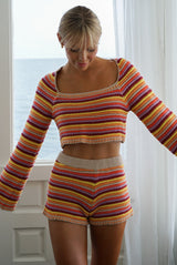 Moxy Knit Shorts — Sunset Stripe