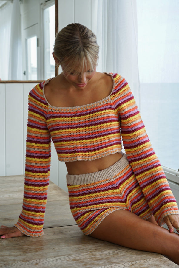 Kendra Knit Top — Sunset Stripe