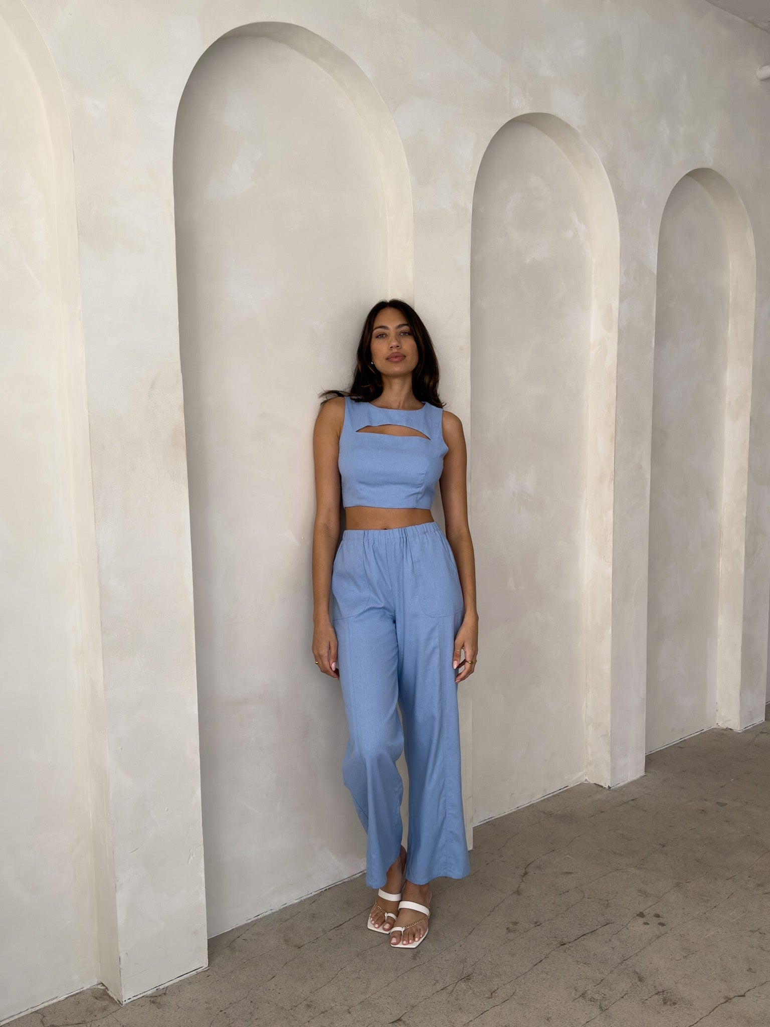 Tatiana Cutout Top — Baby Blue