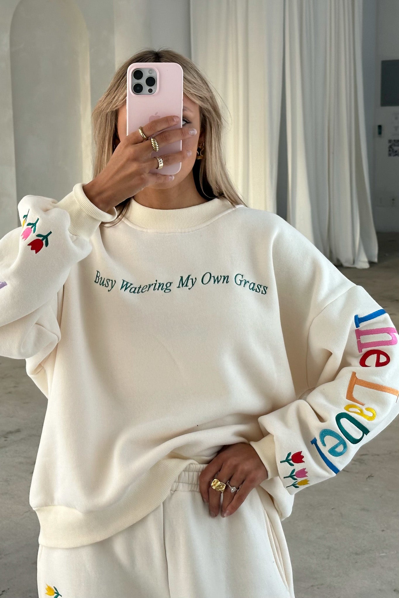 Watering My Own Grass Oversized Sweatshirt – Yellow The Label