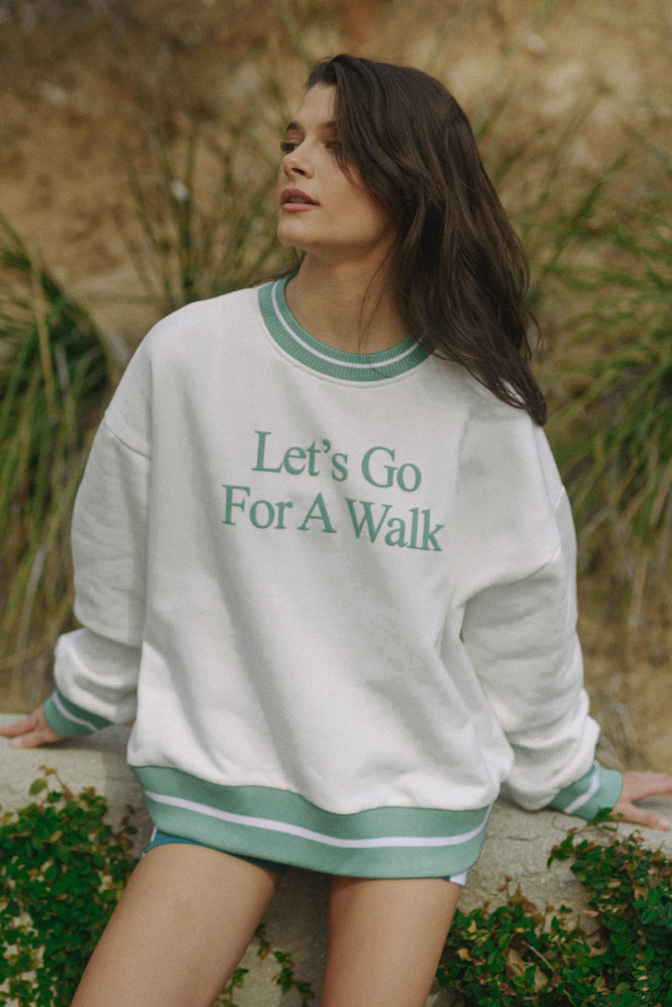 Let’s Go For A Walk Oversized Sweatshirt — Sage