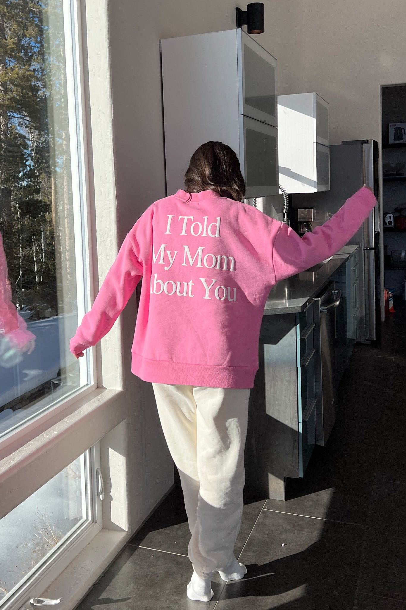 I Told My Mom About You Oversized Sweatshirt — Pink