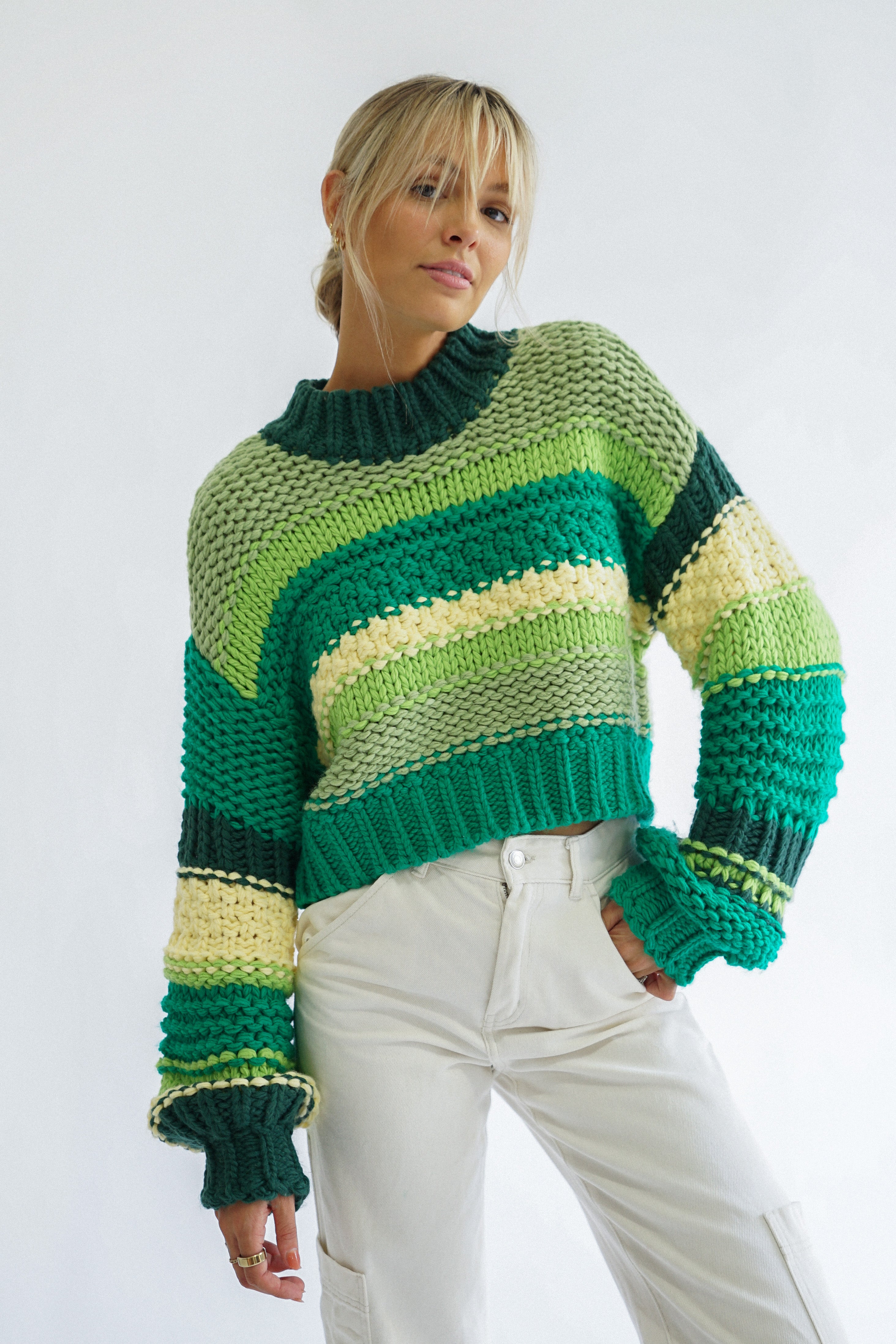 Soho Chunky Striped Sweater — Outdoors – Yellow The Label