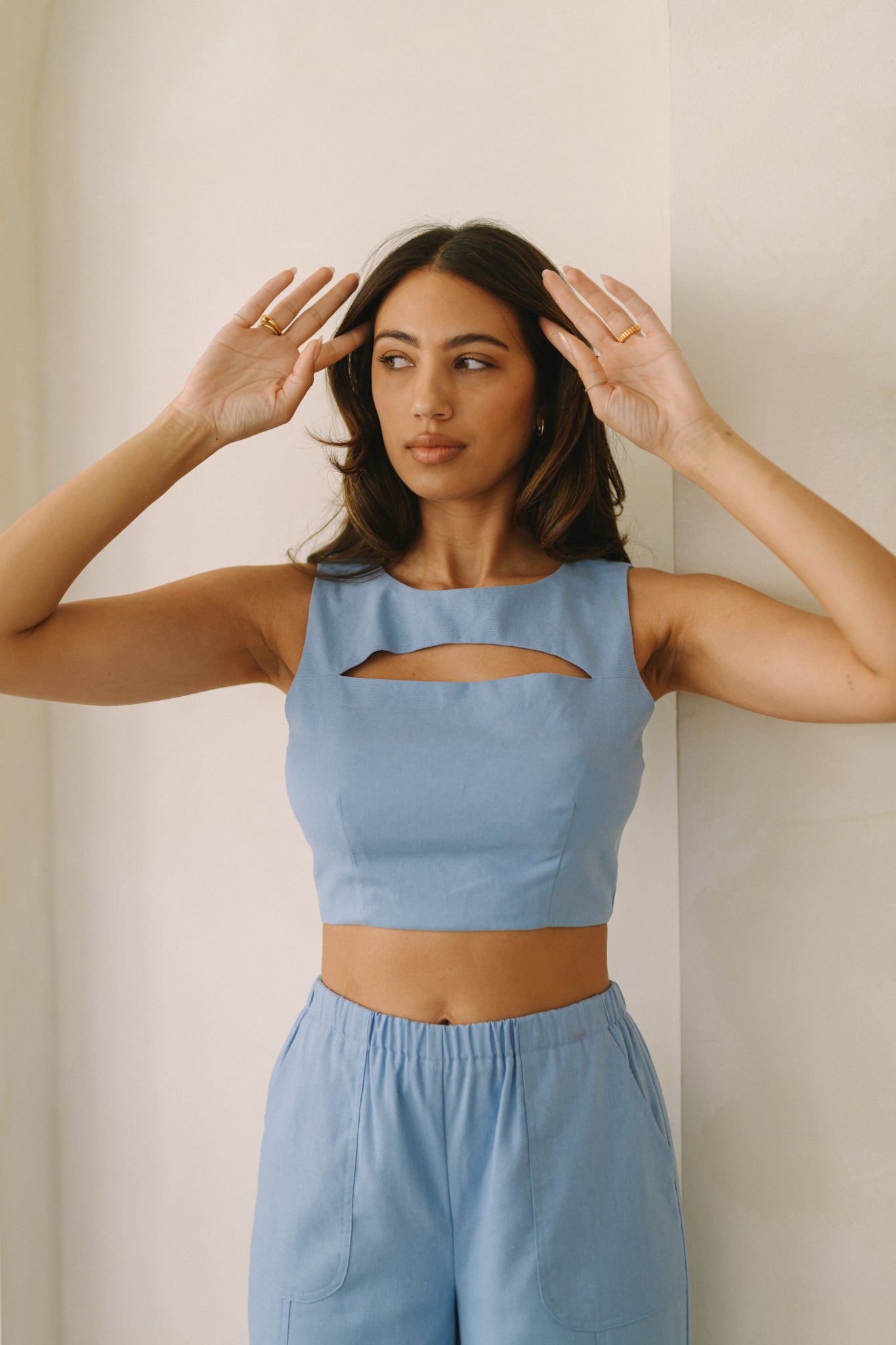 Tatiana Cutout Top — Baby Blue