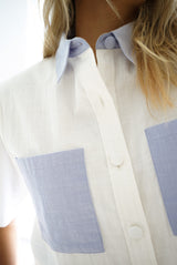 Petra Recycled Linen Top — Pearl (Sold Out)