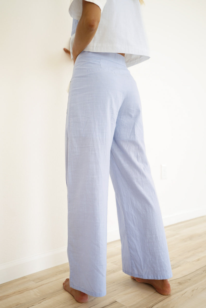 Tana Recycled Linen Pants — Azure