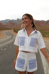 Petra Recycled Linen Top — Pearl
