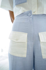 Tana broek van gerecycleerd linnen - azuurblauw 
