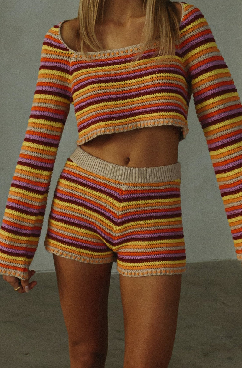 Moxy Knit Shorts — Sunset Stripe